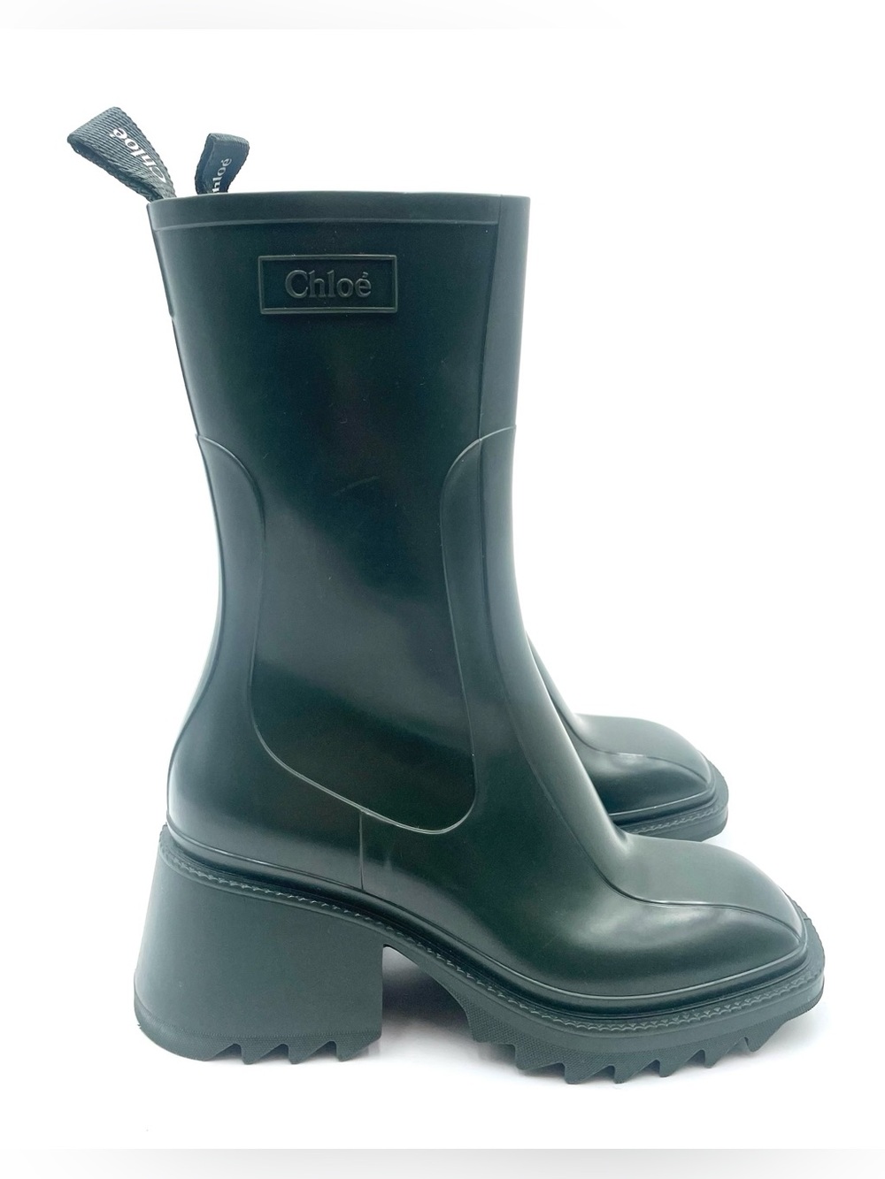 Chloe Betty Green Rubber Boots Size 36